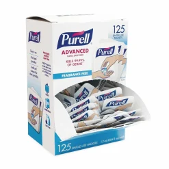 PURELL Advanced Hand Sanitizer Single Use, Gel, 1.2 mL, Packet, Fragrance-Free, 125/Box