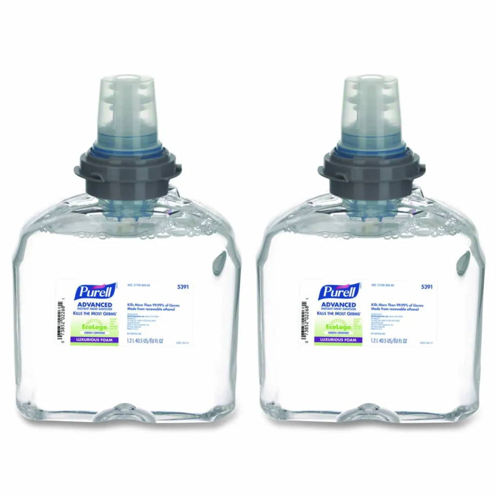 PURELL Advanced Hand Sanitizer Green Certified TFX Refill, Foam, 1,200 mL, Fragrance-Free, 2/Carton