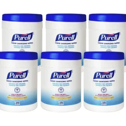 Purell Citrus Hand Sanitizing Wipes, 6" x 6-3/4", 270 Wipes Per Canister, Carton Of 6 Canisters