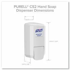 PURELL CS2 Hand Sanitizer Dispenser, 1,000 mL, 5.14 x 3.83 x 10, White, 6/Carton