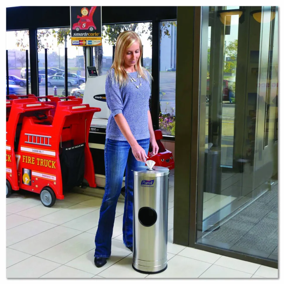 PURELL Dispenser Stand for Sanitizing Wipes, 1,500 Wipe Capacity, 10.25 x 10.25 x 14.5, Stainless Steel