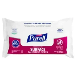 Purell Foodservice Surface Sanitizing Wipes, Fragrance Free, 7-7/16” x 9”, White, 72 Wipes Per Flowpack, Case Of 12 Packs