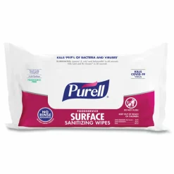 PURELL Foodservice Surface Sanitizing Wipes, 1-Ply, 7.4 x 9, Fragrance-Free, White, 72/Pouch, 12 Pouches/Carton
