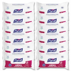 PURELL Foodservice Surface Sanitizing Wipes, 1-Ply, 7.4 x 9, Fragrance-Free, White, 72/Pouch, 12 Pouches/Carton
