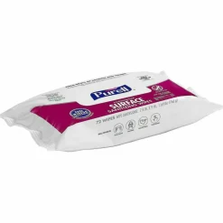 PURELL Foodservice Surface Sanitizing Wipes, 1-Ply, 7.4 x 9, Fragrance-Free, White, 72/Pouch, 12 Pouches/Carton