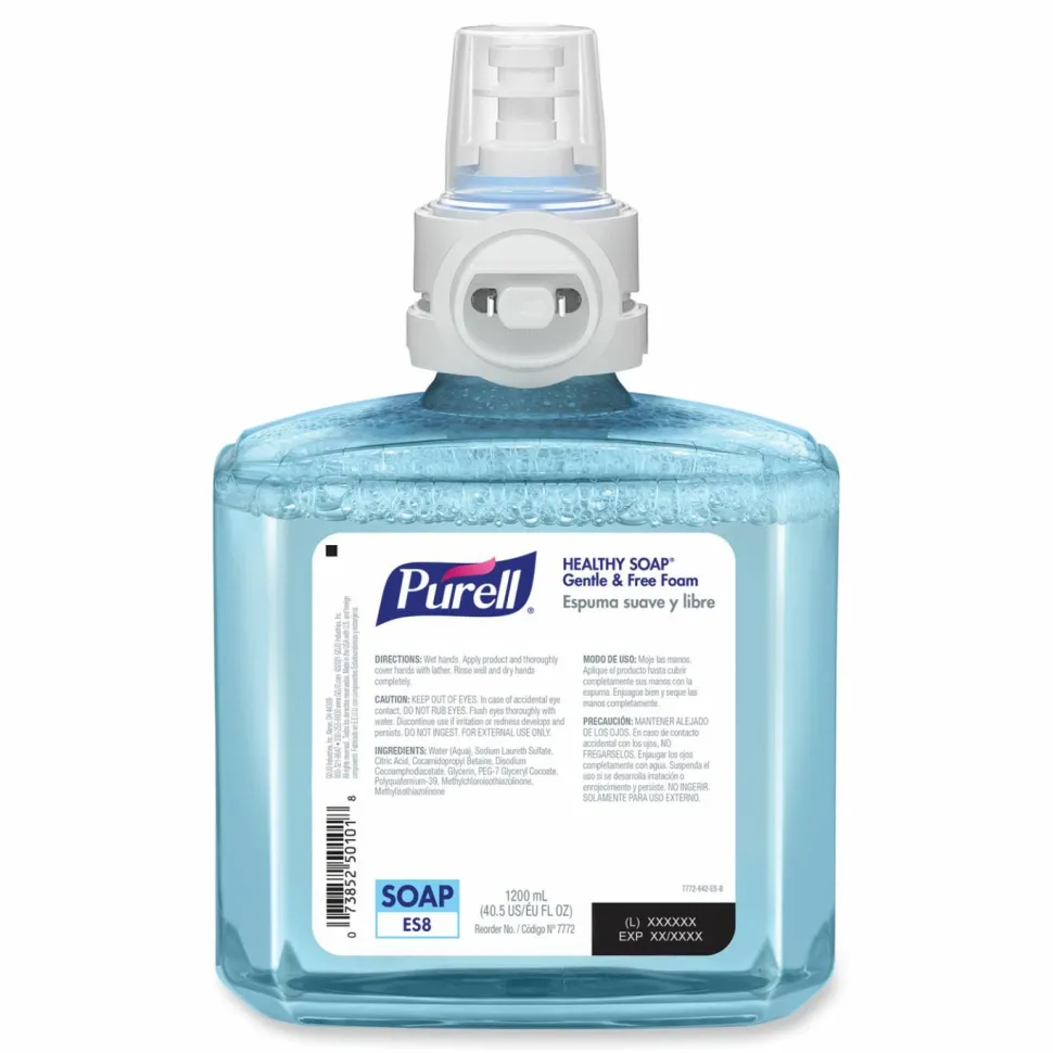 PURELL HEALTHY SOAP Gentle and Free Foam Refill, For ES8 Dispensers, Fragrance-Free, 1,200 mL, 2/Carton