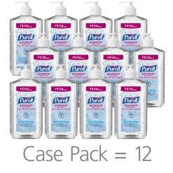 Purell Instant Hand Sanitizer, 20 Oz. Pump Bottles, Pack Of 12