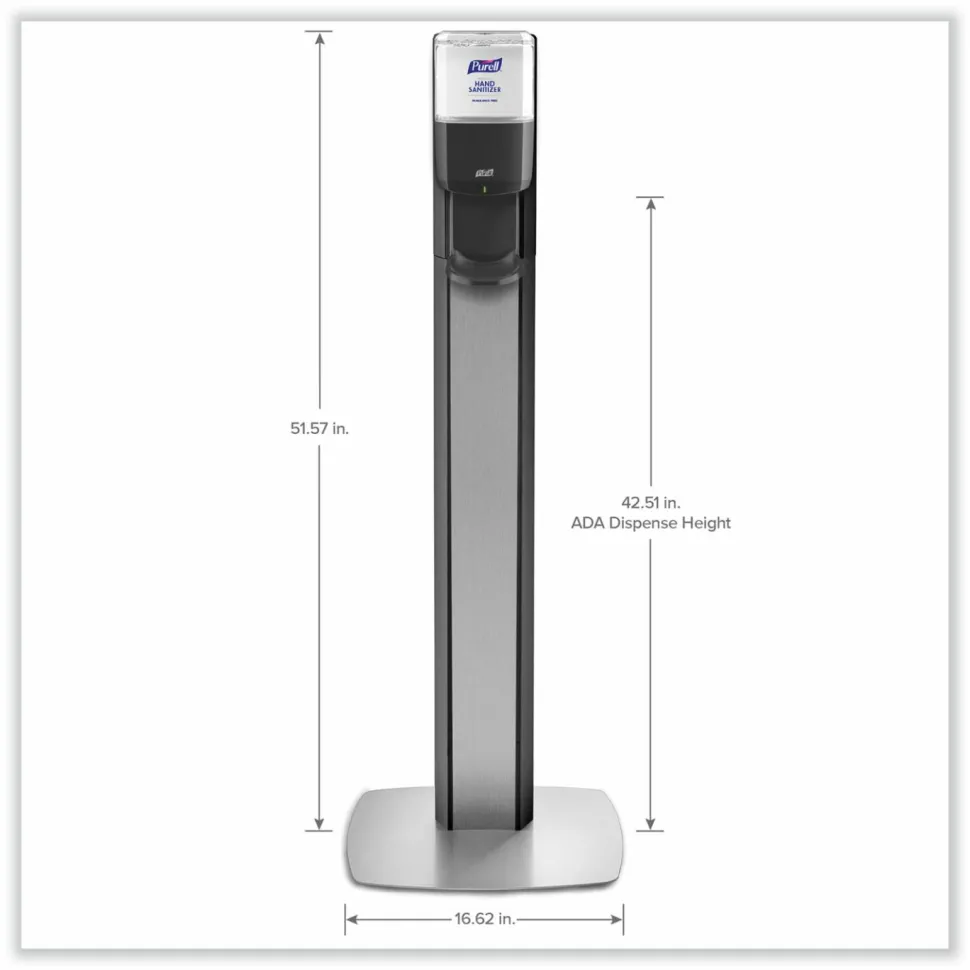 Purell MESSENGER ES6 Floor Stand With Dispenser, 40"H x 16-3/4"W x 6"D, Graphite