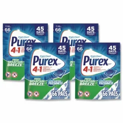 Purex 4-in-1 HE Laundry Detergent Pacs, Fresh Mountain Breeze Scent, 66 Pods/Bag, 4 Bags/Carton