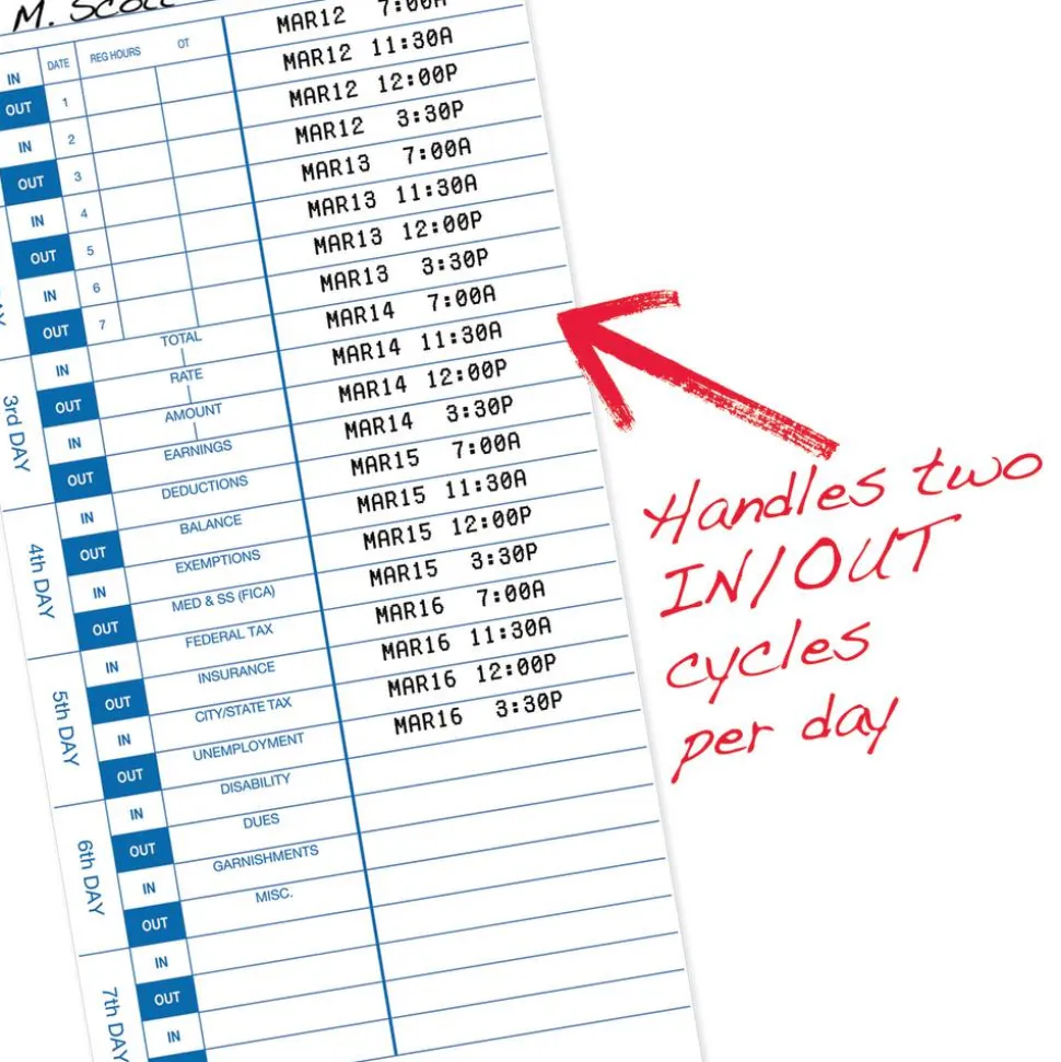 Pyramid Time Systems, 35100-10, Genuine and Authentic pack of 100 Time Cards, Use with Pyramid Side Loading Time Clocks, Models 3500, 3600SS and 3700