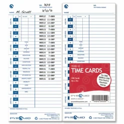 Pyramid Time Systems, 35100-10, Genuine and Authentic pack of 100 Time Cards, Use with Pyramid Side Loading Time Clocks, Models 3500, 3600SS and 3700