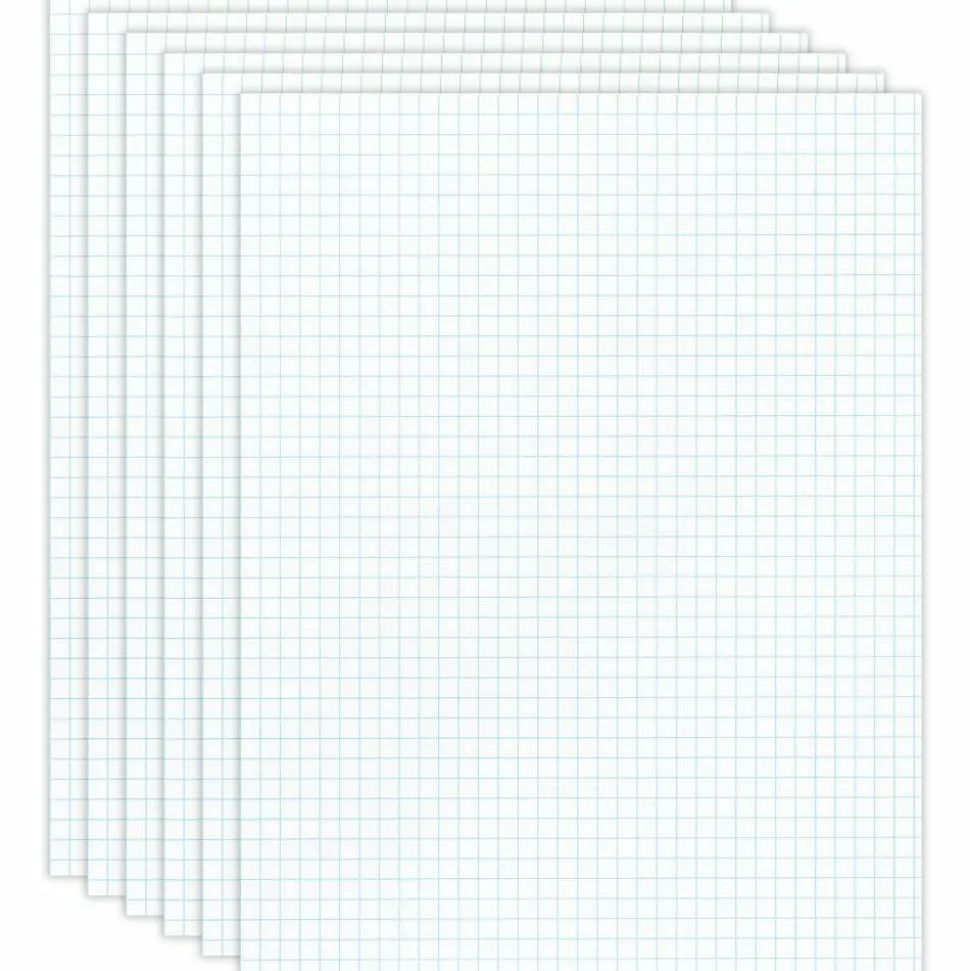 Quadrille Pads, 4 x 4 Squares/Inch, 50 Sheets, White, Pack Of 6