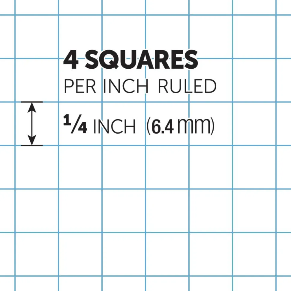 Quadrille Pads, 4 x 4 Squares/Inch, 50 Sheets, White, Pack Of 6