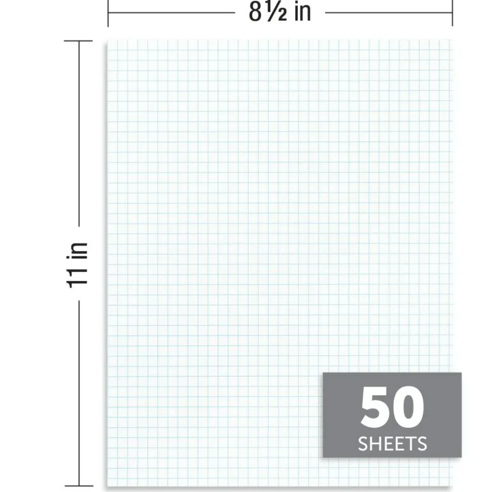 Quadrille Pads, 4 x 4 Squares/Inch, 50 Sheets, White, Pack Of 6