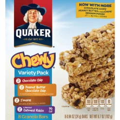 Quaker Chewy Granola Bars Variety Pack, 0.84 Oz, Box Of 8