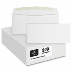 Quality Park #10 Business Envelopes, Gummed Seal, White, Box Of 500