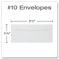 Quality Park #10 Business Envelopes, Gummed Seal, White, Box Of 500