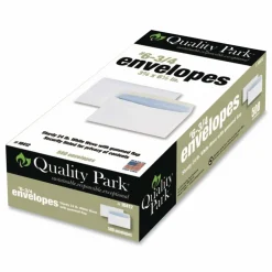Quality Park #6 Business Envelopes, Security, Gummed Seal, White, Box Of 500
