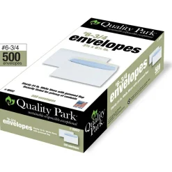 Quality Park #6 Business Envelopes, Security, Gummed Seal, White, Box Of 500