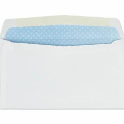 Quality Park #6 Business Envelopes, Security, Gummed Seal, White, Box Of 500