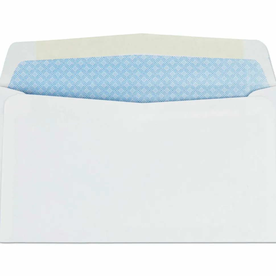 Quality Park #6 Business Envelopes, Security, Gummed Seal, White, Box Of 500