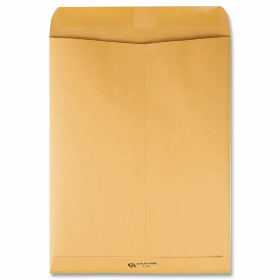 Quality Park Catalog Envelopes, Gummed Closure, 9" x 12", Brown, Box Of 100