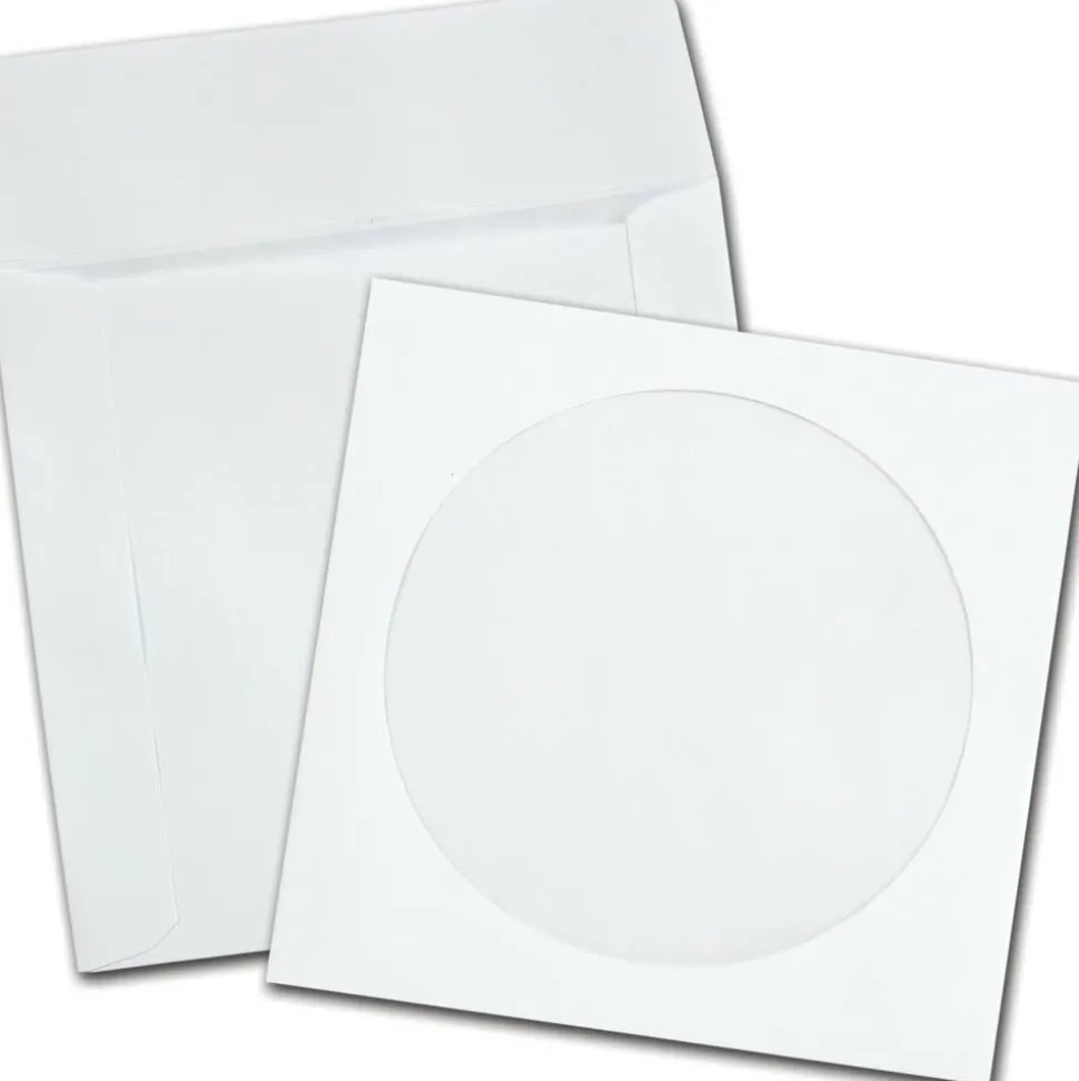 Quality Park CD/DVD Sleeves, 5" x 5", White, Box Of 250