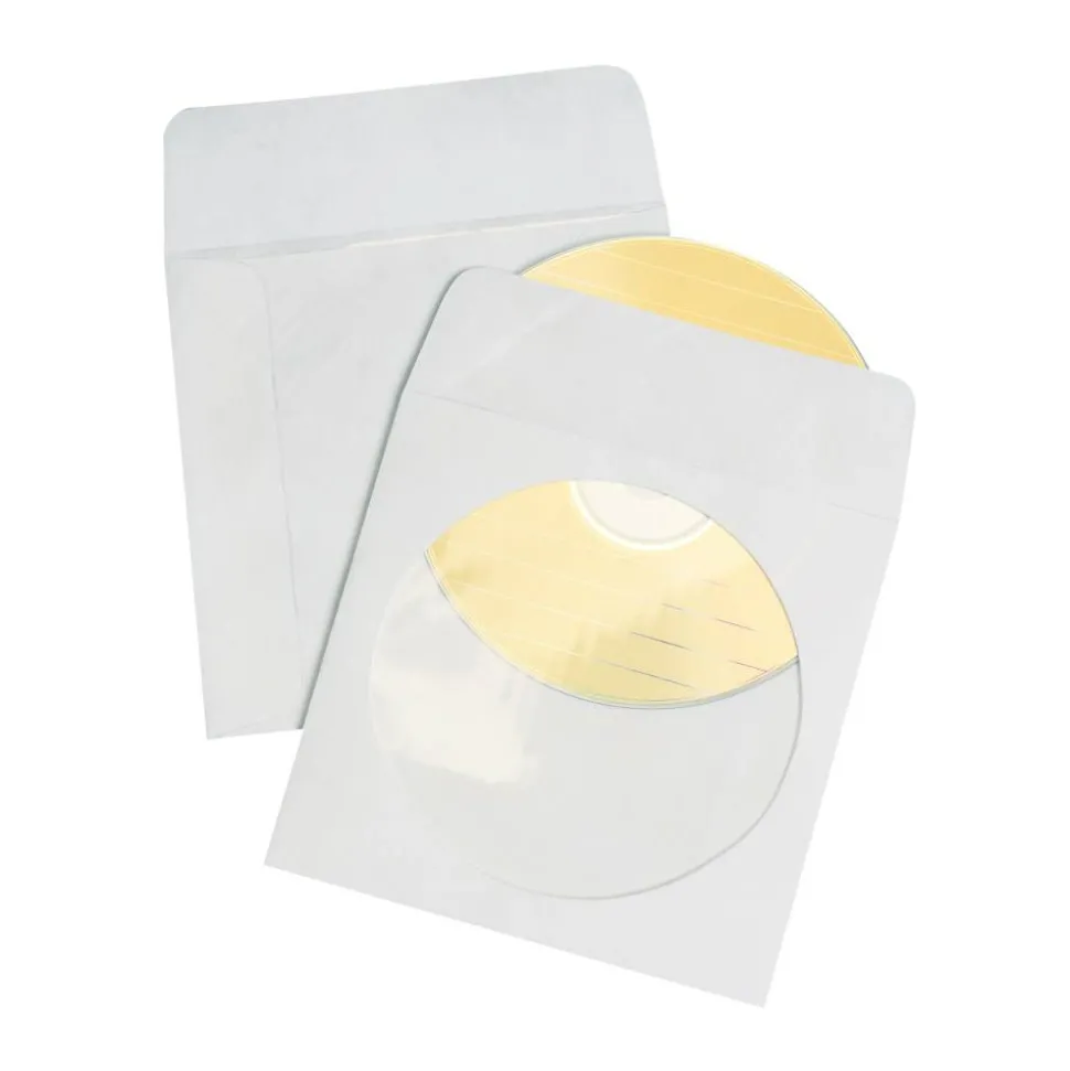 Quality Park CD/DVD Sleeves, 5" x 5", White, Box Of 250