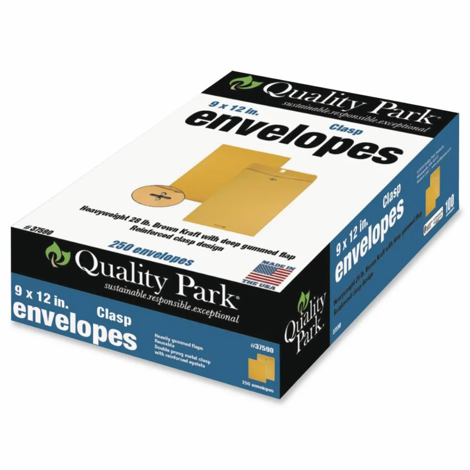 Quality Park Clasp Envelopes, 9" x 12", Brown, Box Of 250