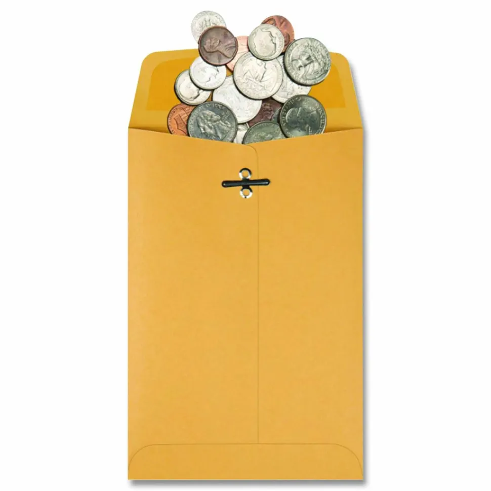 Quality Park Clasp Envelopes, #35, 5" x 7 1/2", Brown, Box Of 100