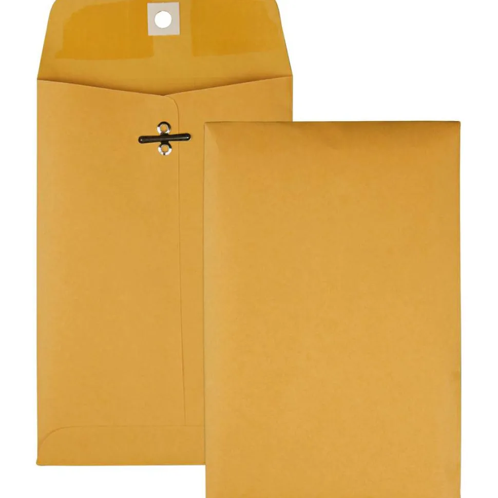 Quality Park Clasp Envelopes, #35, 5" x 7 1/2", Brown, Box Of 100