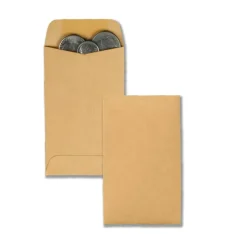 Quality Park #7 Coin Envelopes, Gummed Seal, Brown, Box Of 500