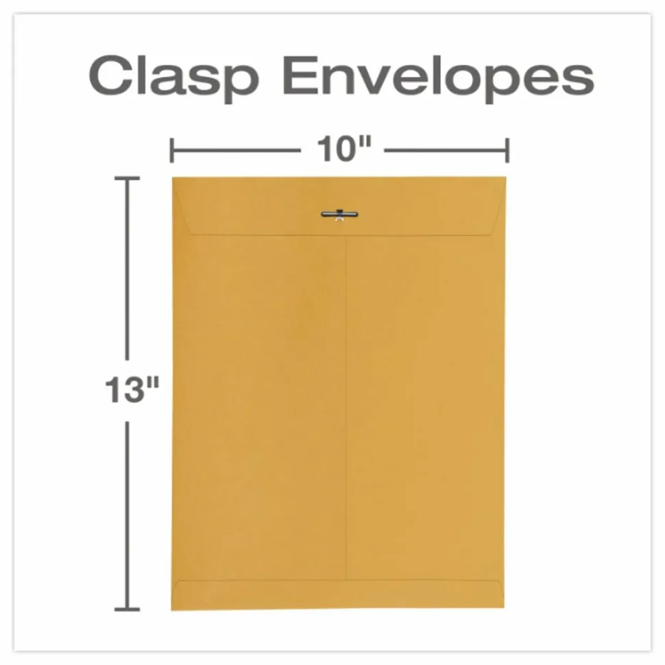 Quality Park Envelopes, 10" x 13", Clasp Closure, Brown, Box Of 100, QUA37797