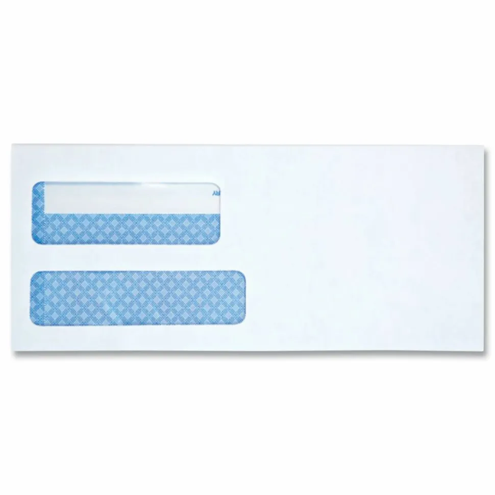 Quality Park No. 9 Double Window Security Tint Envelopes with Self-Seal Closure - Security - #9 - 3 7/8"x 8 7/8" - 24 lb - Adhesive - 250 Box - White