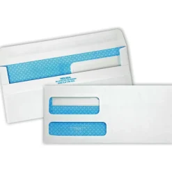 Quality Park #9 Redi-Seal Double-Window Security Envelopes, Left Windows (Top/Bottom), Self-Seal, White, Box Of 500