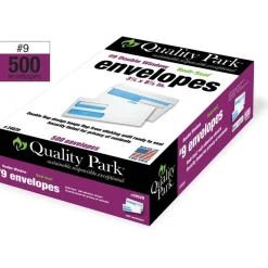 Quality Park #9 Redi-Seal Double-Window Security Envelopes, Left Windows (Top/Bottom), Self-Seal, White, Box Of 500