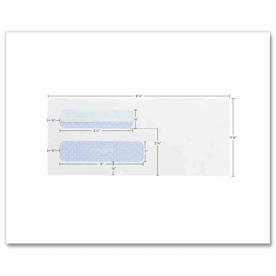 Quality Park #8 5/8 Redi-Seal Double-Window Security Envelopes, Left Windows (Top/Bottom), Self-Seal, White, Box Of 500