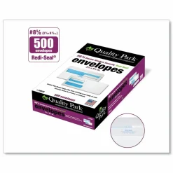 Quality Park #8 5/8 Redi-Seal Double-Window Security Envelopes, Left Windows (Top/Bottom), Self-Seal, White, Box Of 500