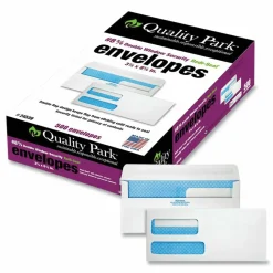 Quality Park #8 5/8 Redi-Seal Double-Window Security Envelopes, Left Windows (Top/Bottom), Self-Seal, White, Box Of 500