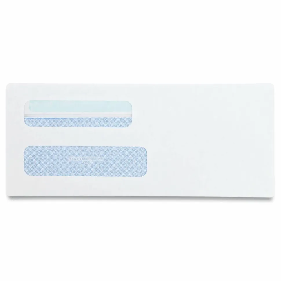 Quality Park #8 5/8 Redi-Seal Double-Window Security Envelopes, Left Windows (Top/Bottom), Self-Seal, White, Box Of 500