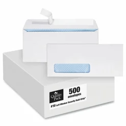 Quality Park #10 Redi-Strip Business Envelopes, Bottom Left Window, Self Adhesive, Window, White, Box Of 500