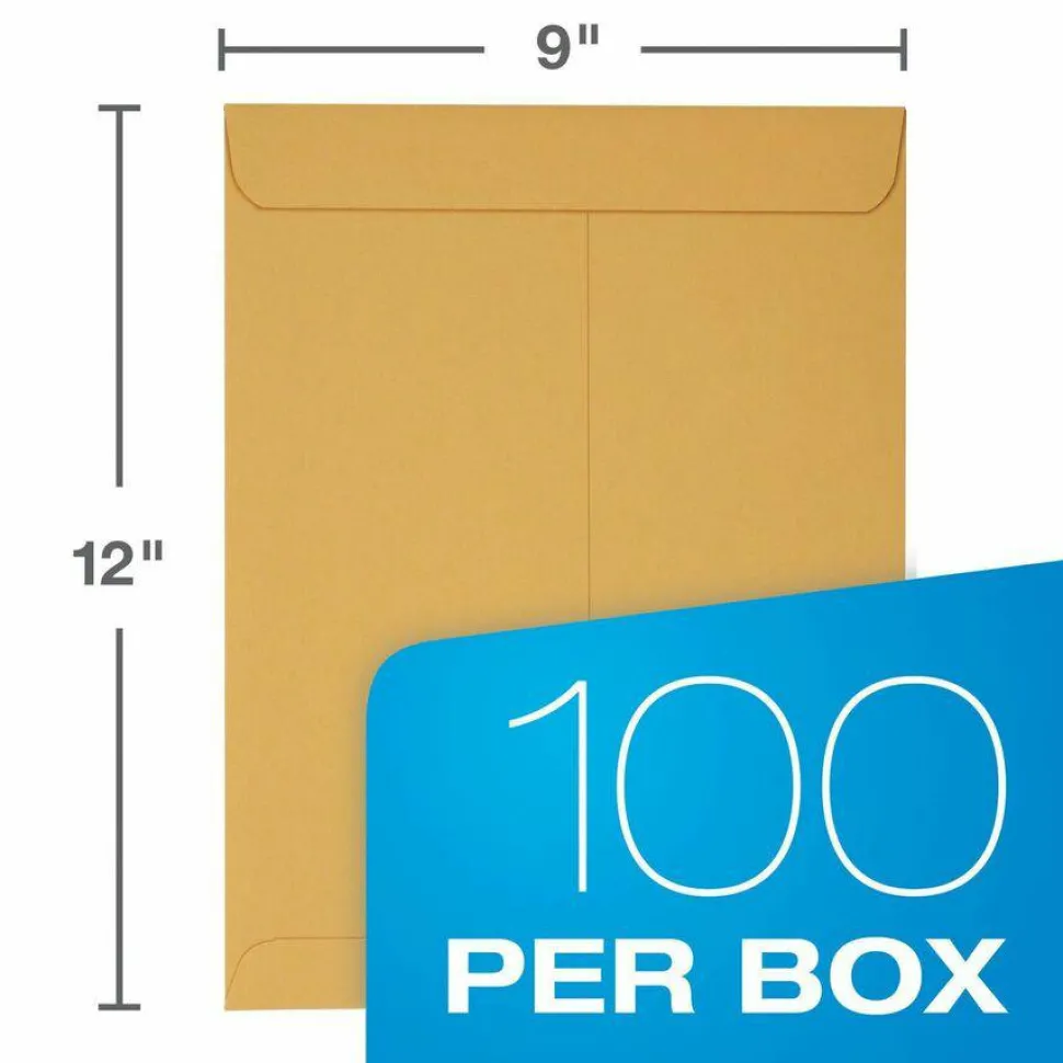 Quality Park Redi-Strip Catalog Envelopes, 9" x 12", Self-Adhesive, Brown Kraft, Box Of 100