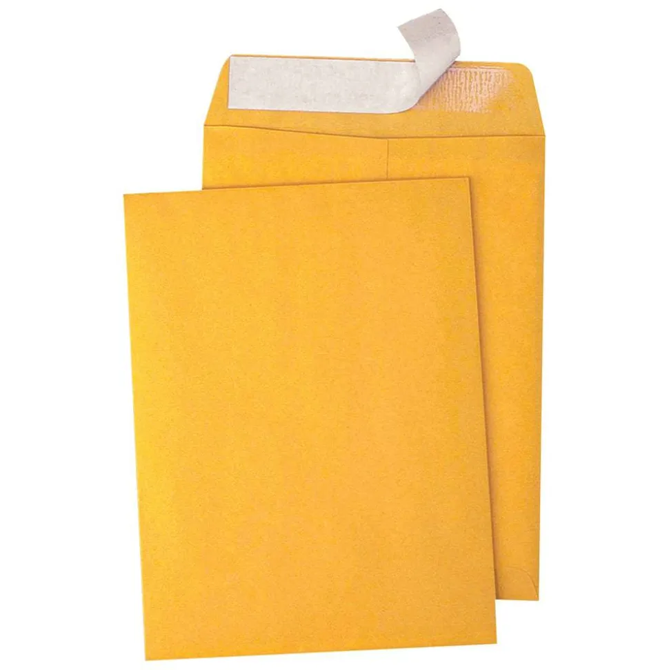 Quality Park Redi-Strip Catalog Envelopes, 9" x 12", Self-Adhesive, Brown Kraft, Box Of 100