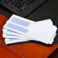 Quality Park #8 Reveal-N-Seal Business Security Double-Window Envelopes, Left Windows (Top/Bottom), White, Box Of 500