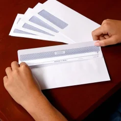 Quality Park #8 Reveal-N-Seal Business Security Double-Window Envelopes, Left Windows (Top/Bottom), White, Box Of 500