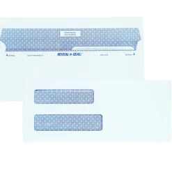 Quality Park #8 Reveal-N-Seal Business Security Double-Window Envelopes, Left Windows (Top/Bottom), White, Box Of 500