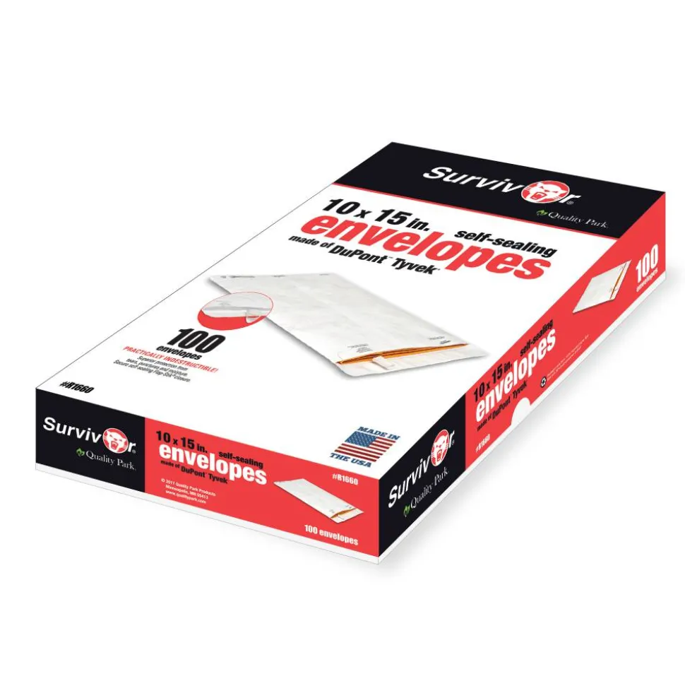 Quality Park Tyvek Envelopes, 10" x 15", White, Box Of 100