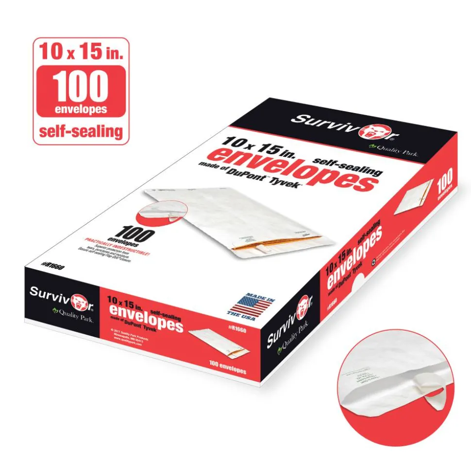 Quality Park Tyvek Envelopes, 10" x 15", White, Box Of 100