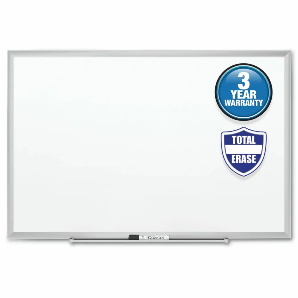 Quartet Classic Total Erase Non-Magnetic Melamine Dry-Erase Whiteboard, 36" x 24", Aluminum Frame With Silver Finish