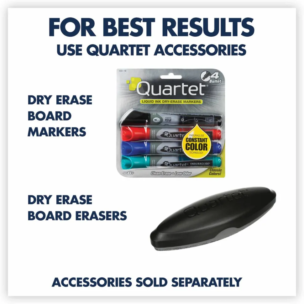 Quartet Classic Total Erase Non-Magnetic Melamine Dry-Erase Whiteboard, 36" x 24", Aluminum Frame With Silver Finish
